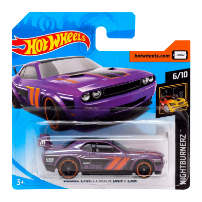 Машинка Базова Hot Wheels Dodge Challenger Drift Car Nightburnerz 1:64 FYD13 Purple - Retromagaz