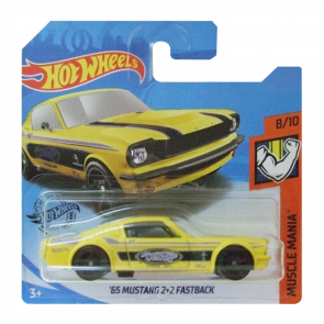 Машинка Базова Hot Wheels '65 Mustang 2+2 Fastback Muscle Mania 1:64 FYG74 Yellow - Retromagaz