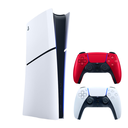 Набір Консоль Sony PlayStation 5 Slim Digital Edition 1TB White Новий + Геймпад Бездротовий DualSense Volcanic Red - Retromagaz