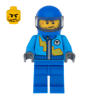 Фигурка Lego Race 973pb1657 Jacket with Zipper and Yellow Lightning Bolt City rac055 Б/У - Retromagaz