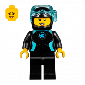 Фигурка Lego Harbor 973pb2627 Female Black Wetsuit with Blue Logo City cty0959 Б/У