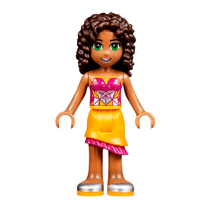 Фігурка Lego Girl Andrea Bright Light Orange Asymmetric Skirt Friends frnd122 1 Б/У - Retromagaz