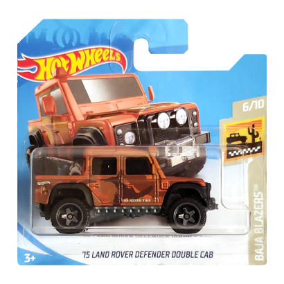 Машинка Базовая Hot Wheels '15 Land Rover Defender Double Cab Baja Blazers 1:64 FYF52 Orange - Retromagaz