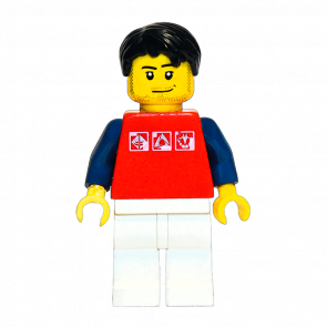 Фигурка Lego People 973pb0274 Red Shirt with 3 Silver Logos City twn111 Б/У