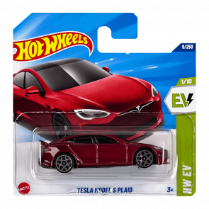 Машинка Базова Hot Wheels Tesla Model S Plaid EV 1:64 HYW86 Red - Retromagaz