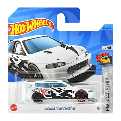 Машинка Базовая Hot Wheels Honda Civic Custom Drag Strip 1:64 HKH33 White - Retromagaz