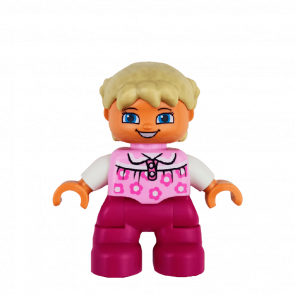 Фигурка Lego Girl Magenta Legs Bright Pink Top Duplo 47205pb028 Б/У - Retromagaz