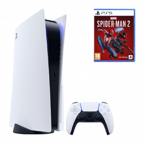 Набор Консоль Sony PlayStation 5 Blu-ray 825GB White Б/У  + Игра Marvel’s Spider-Man 2 Русская Озвучка - Retromagaz