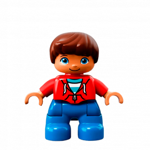 Фігурка Lego Boy Blue Legs Red Top Duplo 47205pb056 Б/У