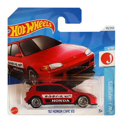 Машинка Базова Hot Wheels '92 Honda Civic EG J-Imports 1:64 HTC43 Red - Retromagaz