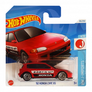 Машинка Базова Hot Wheels '92 Honda Civic EG J-Imports 1:64 HTC43 Red