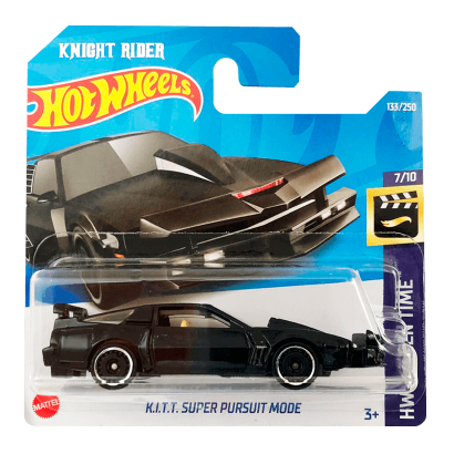 Машинка Базова Hot Wheels Knight Rider K.I.T.T. Super Pursuit Mode Screen Time 1:64 HCV39 Black - Retromagaz