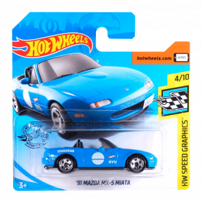 Машинка Базова Hot Wheels '91 Mazda MX-5 Miata Speed Graphics 1:64 FYB66 Blue - Retromagaz