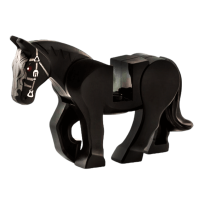 Фигурка Lego Земля Horse Movable Legs Dark Red Eyes White Pupils Pearl Dark Gray Bridle Animals 10352c01pb02 1 6006621 6022370 Black Б/У - Retromagaz