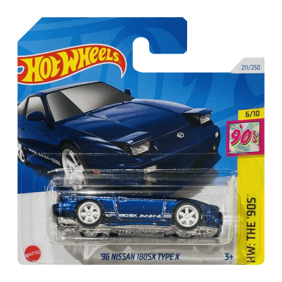 Машинка Базовая Hot Wheels '96 Nissan 180SX Type X Super Treasure Hunt STH The `90S 1:64 HTF41 Blue - Retromagaz