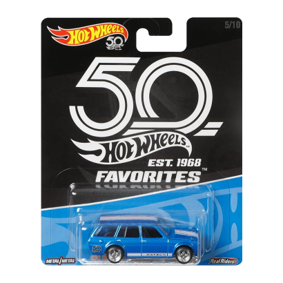 Машинка Premium Hot Wheels '71 Datsun Bluebird 510 Wagon 50th Anniversary Throwback 1:64 FLF36 Blue - Retromagaz