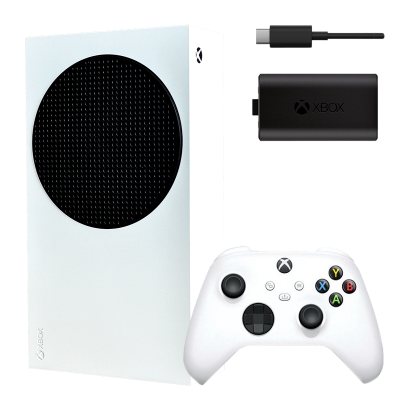 Набор Консоль Microsoft Xbox Series S 512GB White Б/У  + Аккумулятор Play and Charge Kit + Кабель UB Type-C Black Новый - Retromagaz