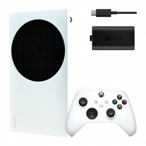 Набор Консоль Microsoft Xbox Series S 512GB White Б/У  + Аккумулятор Play and Charge Kit + Кабель UB Type-C Black Новый - Retromagaz