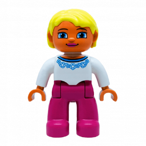 Фігурка Lego Girl Magenta Legs White Sweater Duplo 47394pb170 Б/У