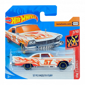 Машинка Базовая Hot Wheels '57 Plymouth Fury Flames 1:64 GHD67 White - Retromagaz