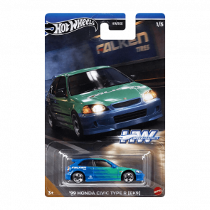 Тематична Машинка Hot Wheels '99 Honda Civic Type R (EK9) Falken Speed Graphics 1:64 HRT09 Blue - Retromagaz