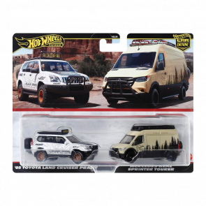 Машинка Premium Hot Wheels Toyota Land Cruiser Prado / Mercedes-Benz Sprinter Tourer 2-Packs 1:64 HRR76 White 2шт - Retromagaz