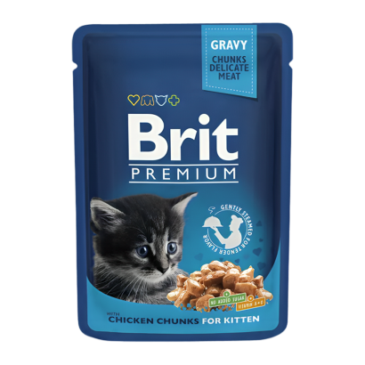 Вологий Корм для Котів Brit Premium for Kitten Курка 100g - Retromagaz