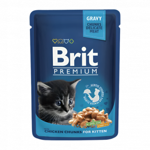 Вологий Корм для Котів Brit Premium for Kitten Курка 100g