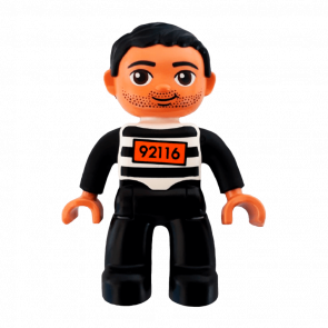 Фигурка Lego Boy Black Legs Black and White Striped Top Duplo 47394pb168 Б/У - Retromagaz