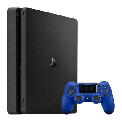 Консоль Sony PlayStation 4 Slim 500GB Black Б/У Хороший + Геймпад Беспроводной Sony PlayStation 4 DualShock 4 Version 2 Blue Б/У Хороший - Retromagaz