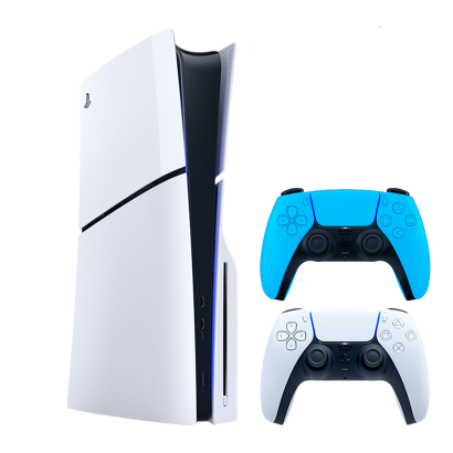 Набір Консоль Sony PlayStation 5 Slim Blu-ray 1TB White Новий + Геймпад Бездротовий DualSense Ice Blue - Retromagaz