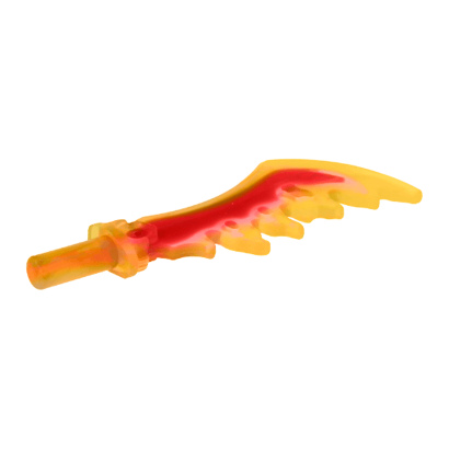Оружие Lego Меч Serrated with Marbled Red Pattern 19858pb02 6143001 Trans-Yellow Б/У - Retromagaz
