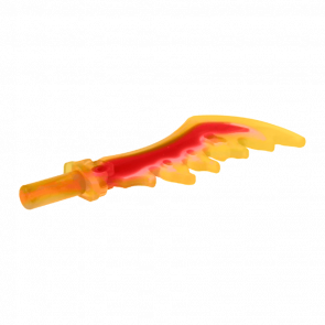 Зброя Lego Меч Serrated with Marbled Red Pattern 19858pb02 6143001 Trans-Yellow Б/У - Retromagaz