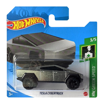 Машинка Базовая Hot Wheels Tesla Cybertruck Green Speed 1:64 GTB22 Silver - Retromagaz