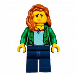 Фигурка Lego People 973pb1963 Green Female Jacket Open with Necklace City cty0545 Б/У