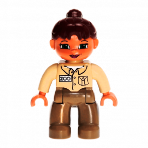 Фігурка Lego Girl Dark Tan Legs Tan Top Reddish Brown Ponytail Hair Green Eyes Duplo 47394pb021 1 Б/У - Retromagaz