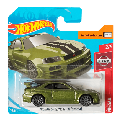 Машинка Базовая Hot Wheels Skyline GT-R (BNR34) Nissan 1:64 FYC52 Green - Retromagaz