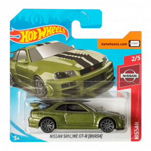 Машинка Базовая Hot Wheels Skyline GT-R (BNR34) Nissan 1:64 FYC52 Green - Retromagaz