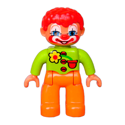 Фигурка Lego Boy Clown Orange Legs Lime Top with Three Buttons Duplo 47394pb109 1 Б/У - Retromagaz