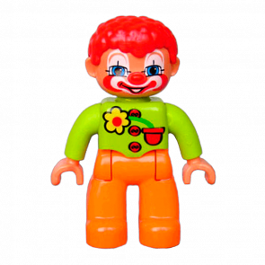 Фігурка Lego Boy Clown Orange Legs Lime Top with Three Buttons Duplo 47394pb109 1 Б/У - Retromagaz