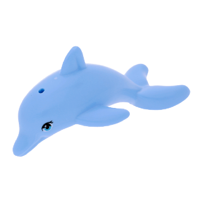 Фігурка Lego Вода Dolphin Friends Bottom Axle Holder Medium Azure Eyes with Eyelashes Animals 13392pb01 6034425 Bright Light Blue Б/У - Retromagaz