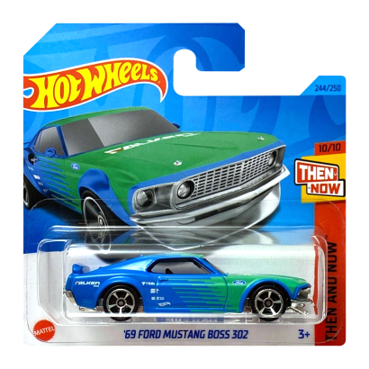 Машинка Базовая Hot Wheels '69 Ford Mustang Boss 302 Falken Then and Now 1:64 HKJ48 Blue - Retromagaz