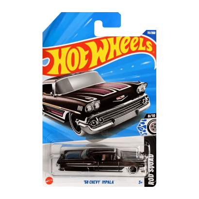 Машинка Базова Hot Wheels '58 Impala Rod Squad 1:64 HYX38 Black - Retromagaz