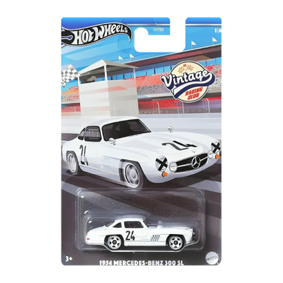 Тематическая Машинка Hot Wheels 1954 Mercedes-Benz 300 SL Vintage Racing Club 1:64 HRT81/HRV00 White - Retromagaz