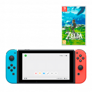 Набір Консоль Nintendo Switch V2 HAC-001(-01) 32GB (045496452629) Blue Red Б/У + Гра The Legend of Zelda Breath of The Wild Російська Озвучка Б/У