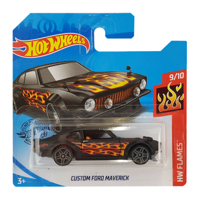 Машинка Базовая Hot Wheels Custom Ford Maverick Flames 1:64 GHD66 Black - Retromagaz