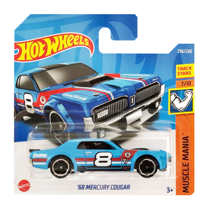 Машинка Базовая Hot Wheels '68 Mercury Cougar Muscle Mania 1:64 HCV59 Blue - Retromagaz