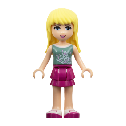 Фигурка Lego Girl Stephanie Magenta Layered Skirt Sand Green Top Friends frnd065 1 Б/У - Retromagaz