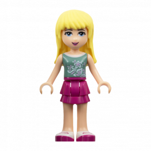 Фигурка Lego Girl Stephanie Magenta Layered Skirt Sand Green Top Friends frnd065 1 Б/У