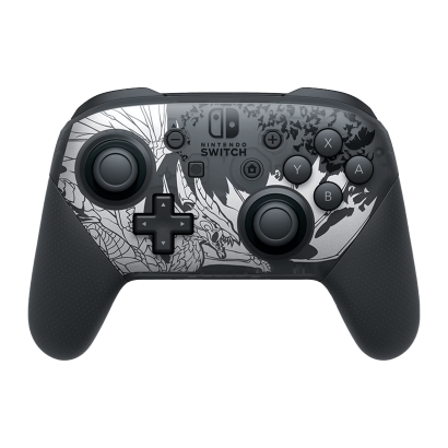 Геймпад Бездротовий Nintendo Switch Pro Controller Monster Hunter Rise: Sunbreak Limited Edition Black Silver Б/У - Retromagaz